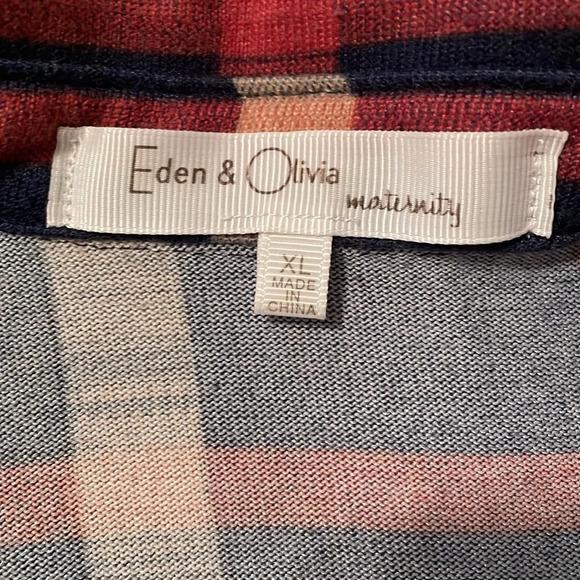 Eden & Olivia Plaid Maternity Shirt Long Sleeves with Tabs Button Front XL Long - Picture 6 of 7